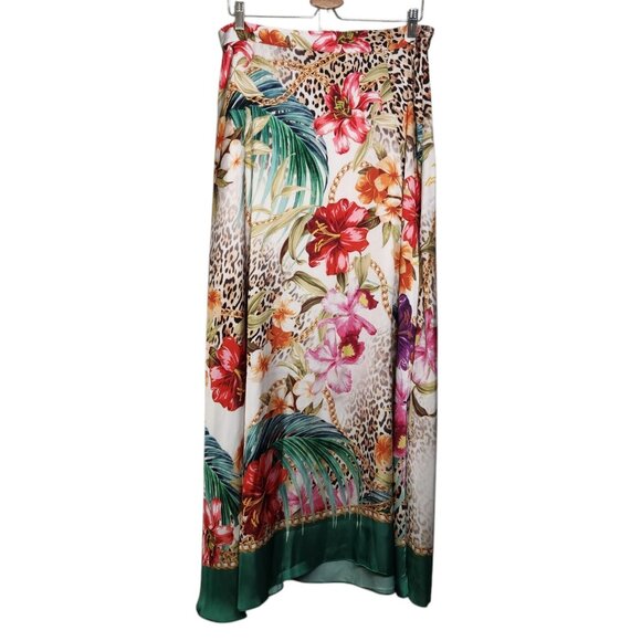 Guess Sz 10 Maxi Skirt Dora Scarf Print Jungle Tropical Side Slit NWOT Read - Picture 2 of 9